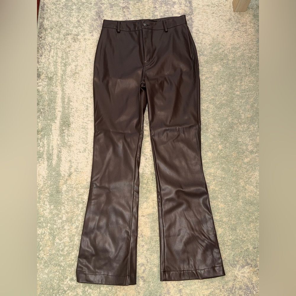 Motel Rocks Dark Brown Faux Leather Pants